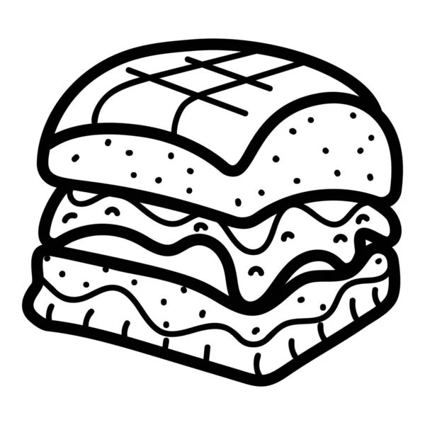 Fast Food Junk Item Icône Hamburger Dessinée Main — Image vectorielle