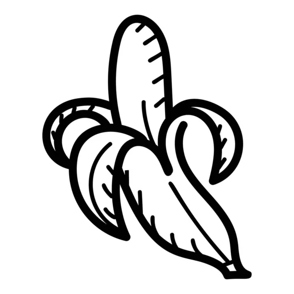 Handgezeichnetes Bananensymbol Isoliert Auf Weißem Hintergrund — Stockvektor