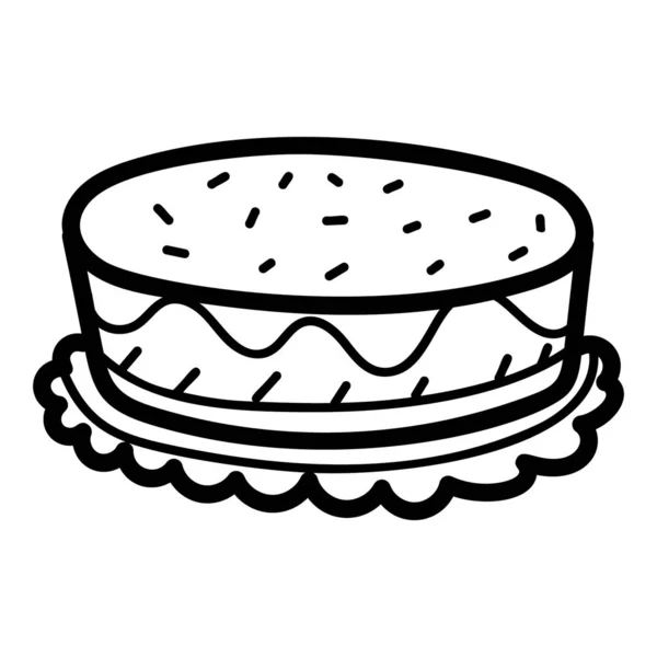 Icona Della Torta Compleanno Disegnata Mano Piatto Dolce Celebrazione Dessert — Vettoriale Stock