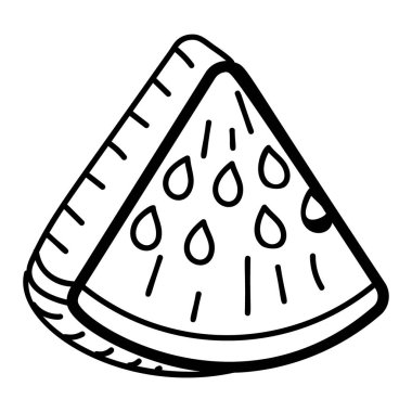 Olgun karpuz dilimi modaya uygun el çizimi vektörde 