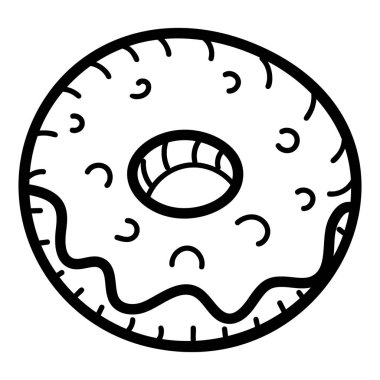 Şekerli donut, elle çizilmiş ikon, düzenlenebilir felç 