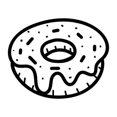 Şekerli donut, elle çizilmiş ikon, düzenlenebilir felç 