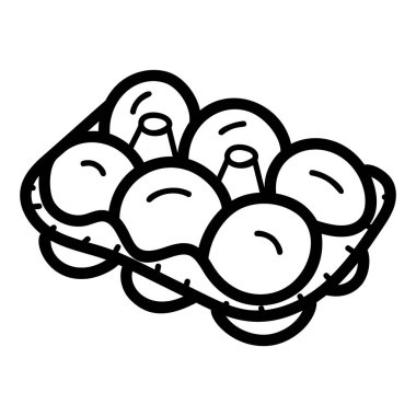 Süt ürünleri, yumurta tepsisi simgesi beyaz arka planda, düzenlenebilir felç 