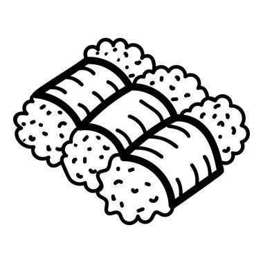 Nigiri suşi çizimi, düzenlenebilir vuruş simgesi 