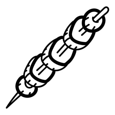 Üzerinde et olan barbekü şişi çizimi, filipino yemeği. 