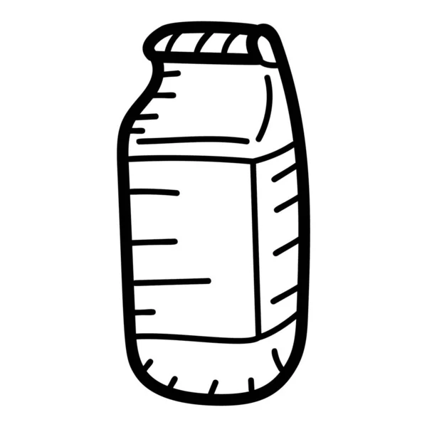 Mjölk Eller Juicekartong Handritad Mejeriprodukt Med Tetraförpackning — Stock vektor