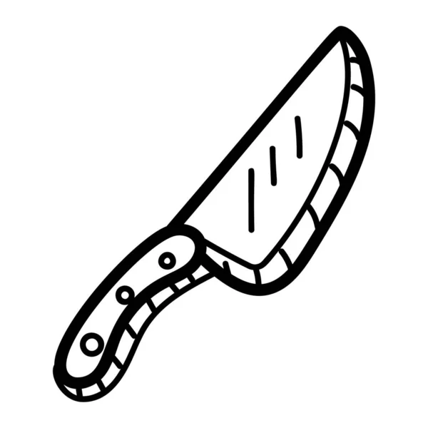 Cuchillo Cocina Afilado Para Cortar Estilo Dibujado Mano — Vector de stock