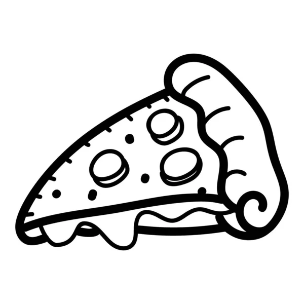 Pizza Slice Having Mushroom Topping Hand Drawn Style - Stok Vektor