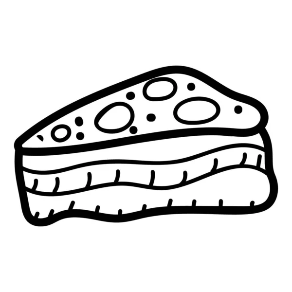 Sandwich Contenente Verdure Salse Stile Disegnato Mano Fast Food — Vettoriale Stock