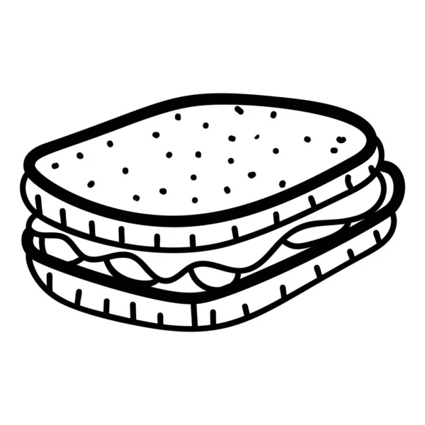 Sandwich Que Contiene Verduras Salsas Estilo Dibujado Mano — Vector de stock