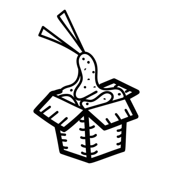 Chines Boîte Baguettes Avec Nouilles Légumes Pâtes Cuites Boîte Idéal — Image vectorielle