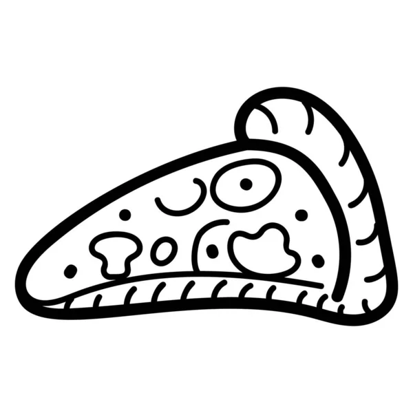 キノコを手描きでトッピングしたピザスライス 編集可能なストローク — ストックベクタ