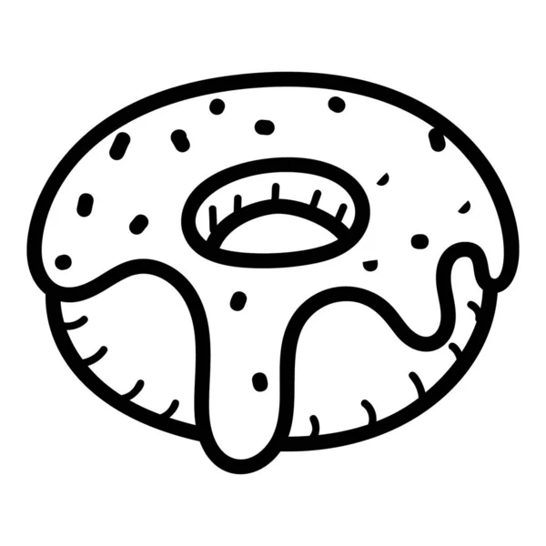 Süßer Donut Mit Streusel Handgezeichnetem Symbol Editierbarem Strich — Stockvektor