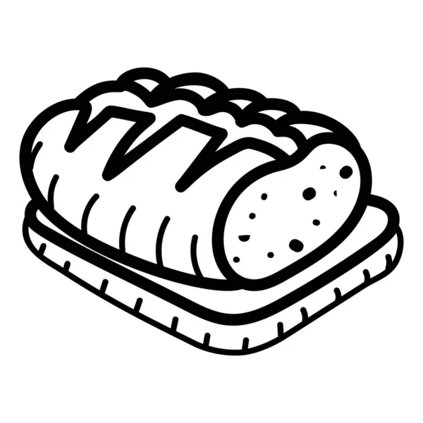 Ampliamente Utilizado Pan Francés Baguette Panadería Alimentos Mano Dibujado Vector — Vector de stock