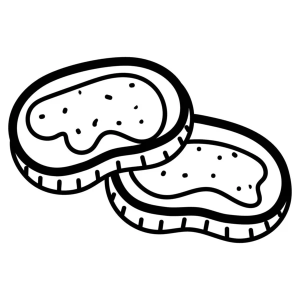 Garlic Bread Vector Hand Drawn Style Editable Stroke — ストックベクタ