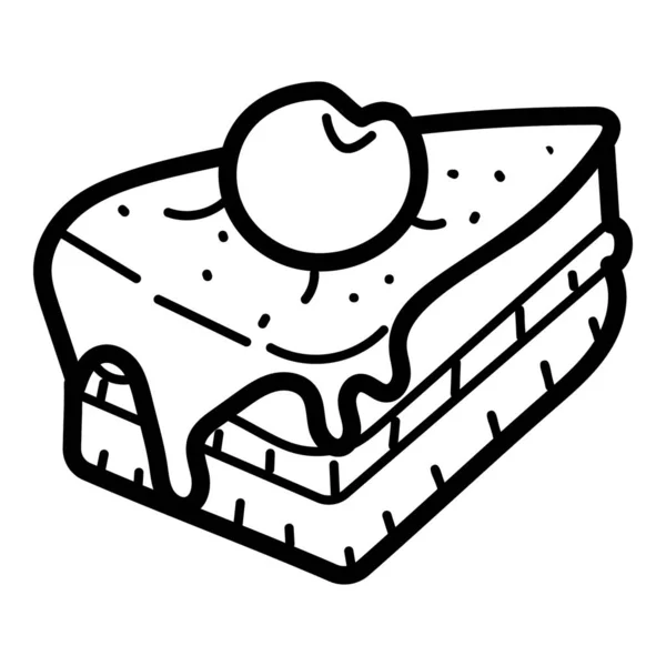 Cake Plátek Ikona Poleva Třešeň Pro Lahodný Vzhled Nejlepší Pro — Stockový vektor