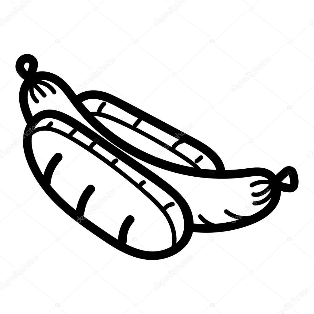 Amarican traditional cuisines, hotdog sandwich hand drawn icon 