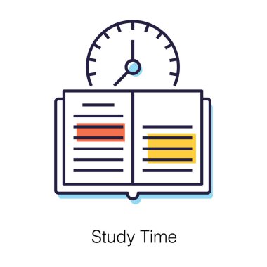Student homework timetable concept, study time icon in flat vector 