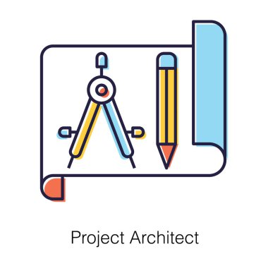 Çizim araçları, düz tasarımda proje mimarı model simgesi