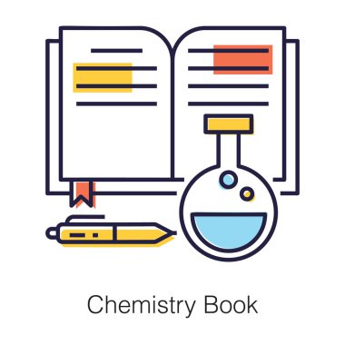 Bilim eğitimi düz tasarım vektörünün kimya kitabını içeriyordu 