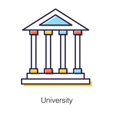 Eğitim Enstitüsü, üniversite binası ikonu düz tasarım