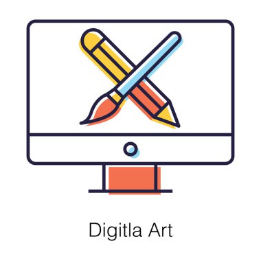 Düz vektör tasarımında çevrimiçi grafik araçları simgesi 