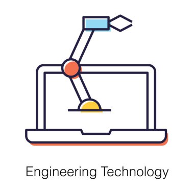 Yapay zeka, robotik mühendislik teknolojisi düz tasarım simgesi 