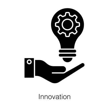 Yaratıcı fikir üretimi, glyph vektöründe yenilik simgesi 