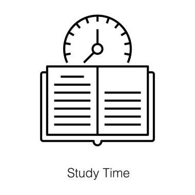 Öğrenci ev ödevi zaman çizelgesi konsepti, satır vektöründe çalışma zamanı simgesi 