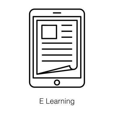 E öğreniminin çizgi vektör tasarımı, dijital eğitim.