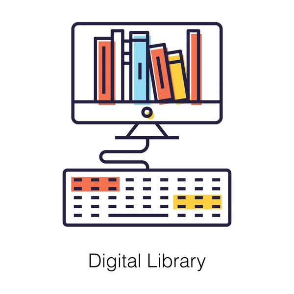 Disponibilità Libri Internet Biblioteca Digitale Icona Piatta — Vettoriale Stock
