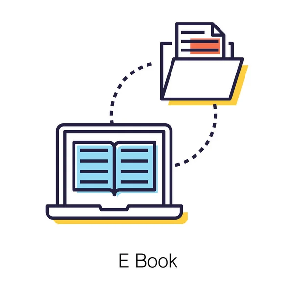 Online Education Technology Depicting Book Concept Icon Flat Design — Stok Vektör