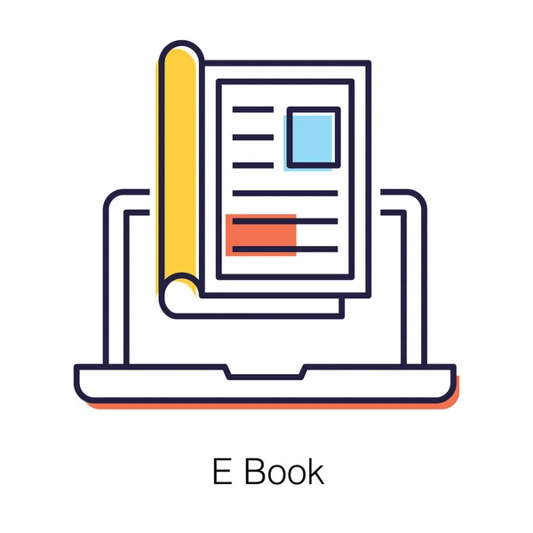 Online Education Technology Depicting Book Concept Icon Flat Design — Stockový vektor