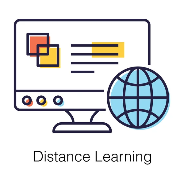 Global learning concept, distance education icon in flat design