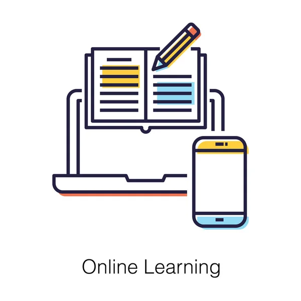 Modern Technológia Oktatási Koncepció Online Tanulás Ikon Lapos Tervezés — Stock Vector