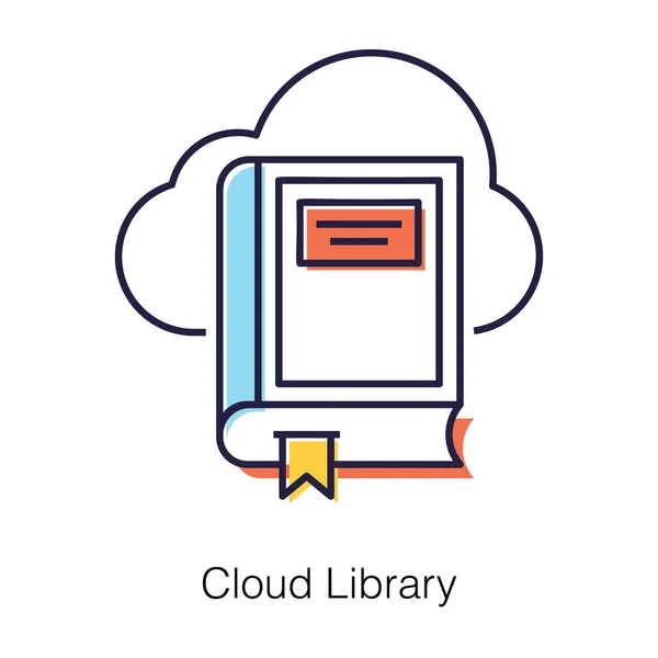Livre Avec Concept Cloud Bibliothèque Cloud Icône — Image vectorielle