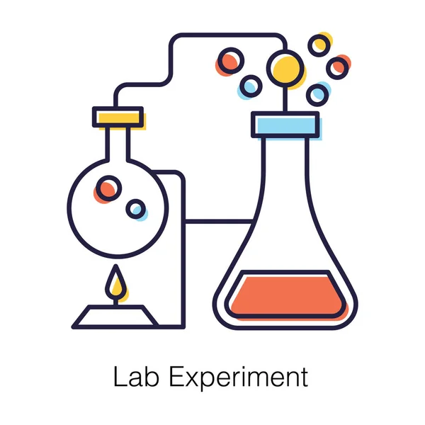 Chemiekolben Reagieren Mit Erhitztem Becher Laborexperiment Symbol Flachen Design — Stockvektor