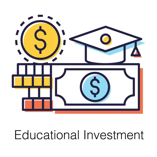 Οικονομική Συλλογή Για Την Εκπαιδευτική Επένδυση Εικονίδιο Επίπεδη Σχεδίαση — Διανυσματικό Αρχείο