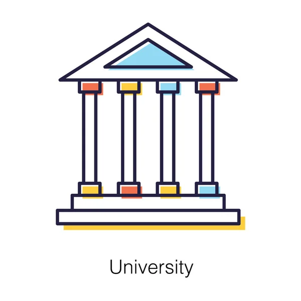 Läroanstalt Ikon För Universitetsbyggnad Platt Design — Stock vektor