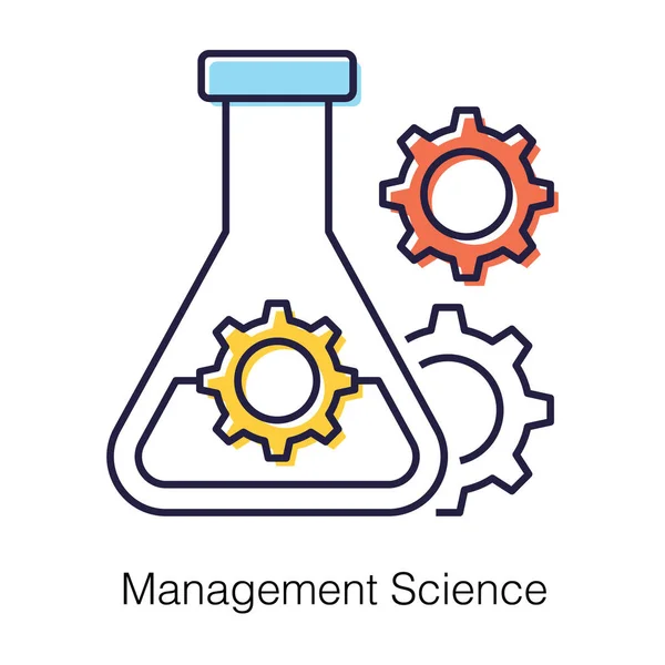Flask Cogwheels Showing Chemical Modification Management Science Icon Flat Design — Stock vektor