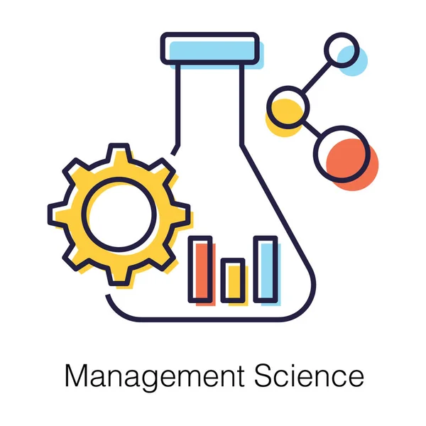 Flask Cogwheels Showing Chemical Modification Management Science Icon Flat Design — Stock vektor