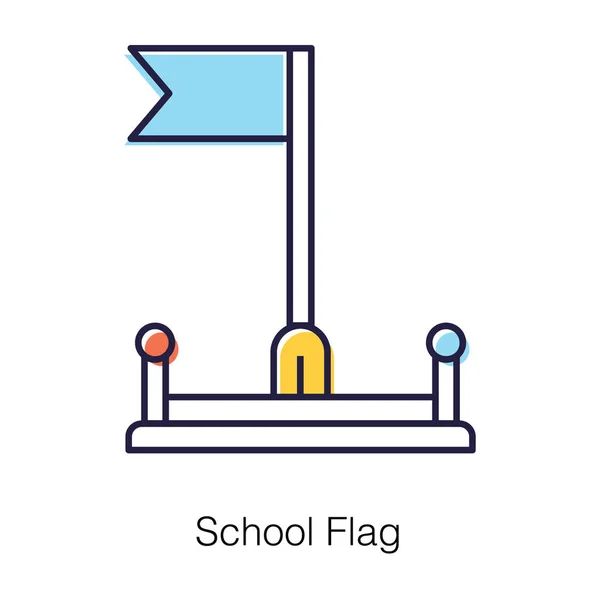 Representando Sinal Escola Ícone Pólo Bandeira Escola Design Plano — Vetor de Stock