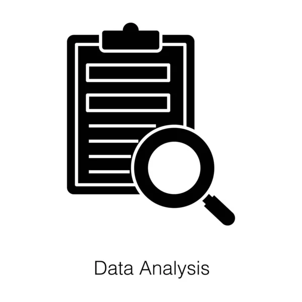 Papan Klip Dengan Perbesaran Catatan Untuk Menyajikan Ikon Analisis Data - Stok Vektor