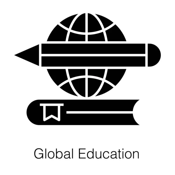 Концепция Дистанционного Обучения Иконка Глобального Образования Дизайне Глифов — стоковый вектор