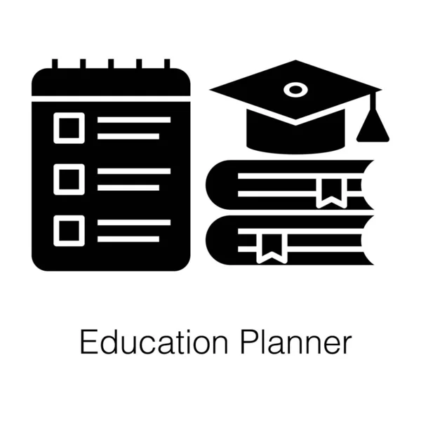 Calendario Con Opuscoli Raffiguranti Icona Del Pianificatore Educativo Nel Design — Vettoriale Stock