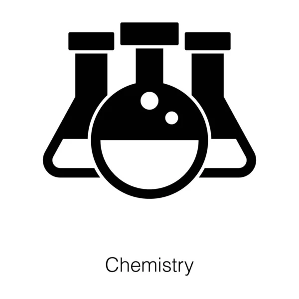 Kolby Stożkowe Zlewki Chemiczne Przedstawiające Konstrukcję Pola Chemicznego Glifu — Wektor stockowy