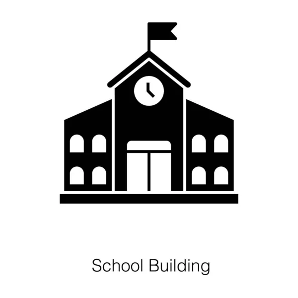 Onderwijsinstituut Icoon Van Het Schoolgebouw Glyph Design — Stockvector