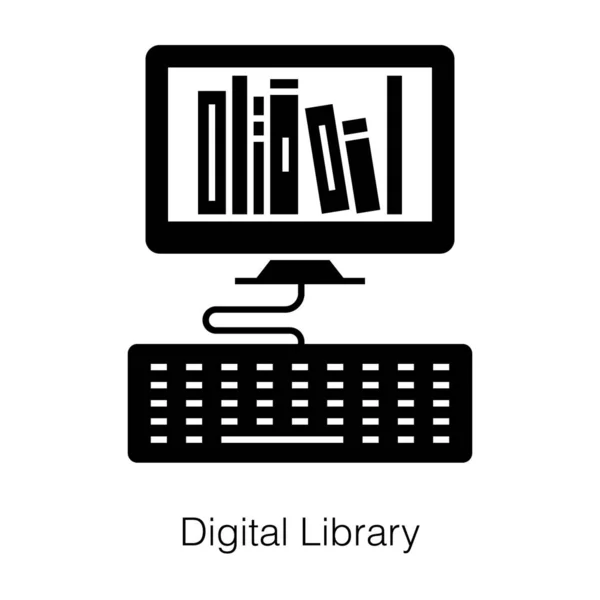 Nternette Kitap Erişilebilirliği Dijital Kütüphane Simgesi — Stok Vektör