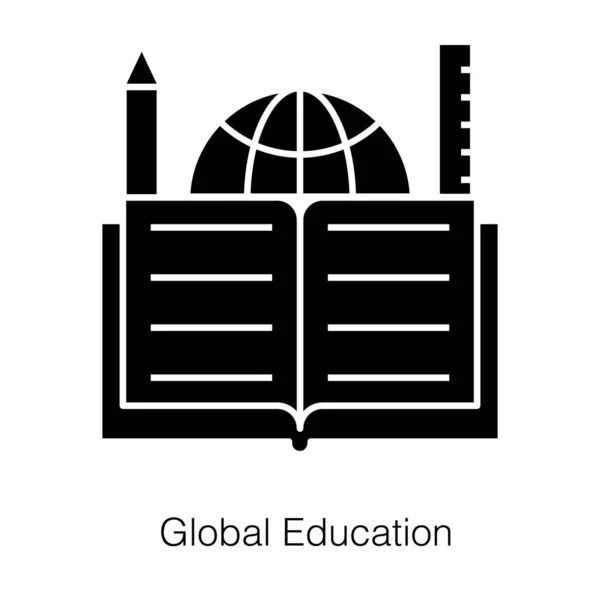 Концепция Глобального Обучения Икона Дистанционного Образования Глиф Дизайне — стоковый вектор