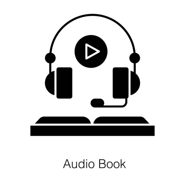 Leerondersteuning Concept Audio Book Icoon Glyph Design — Stockvector